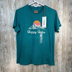 Merrell NWT Happy Hiker‎ T-Shirt Mountain Graphic Teal Green Men's Medium